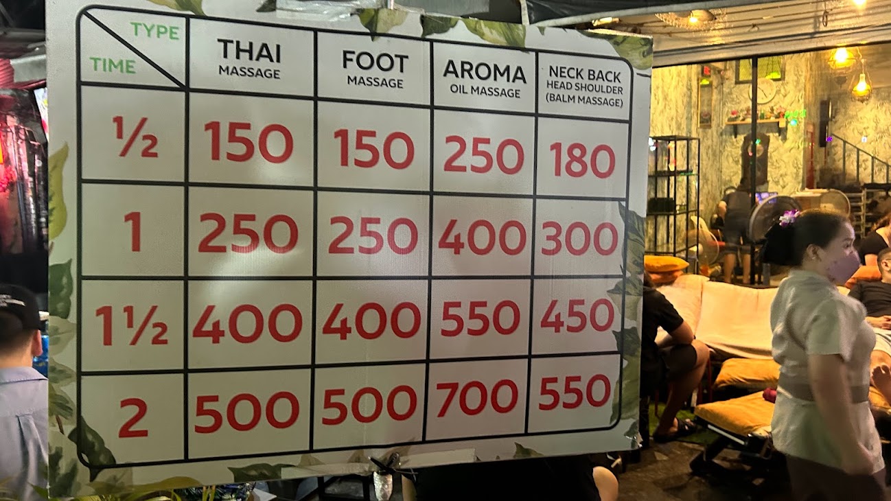 タイ古式マッサージの値段の写真